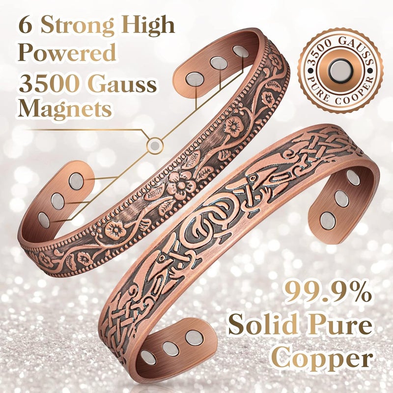 Mahnco Lymph Drainage Magnetic Copper Bracelet: Magnetic Bracelets for Women & Men, Lymph Detox Bracelet with 6 Magnets - Jewelry Gift Set for Couples - Image 5